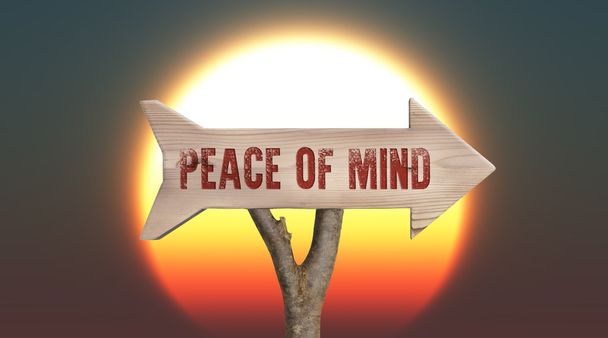 wooden sign indicating peace of mind - Photo, Image