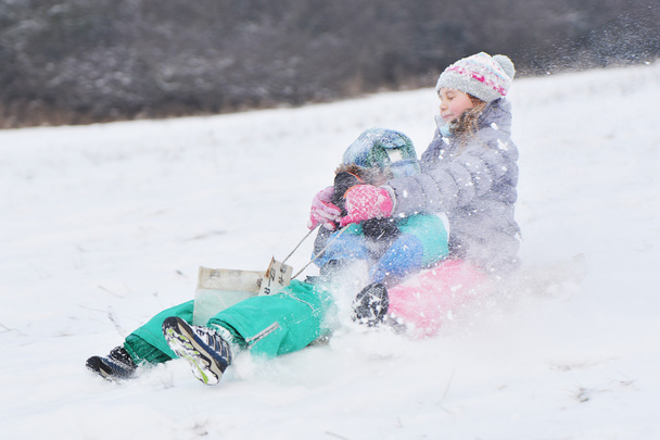 Little girl enjoying a sleigh ride - Photo, Image
