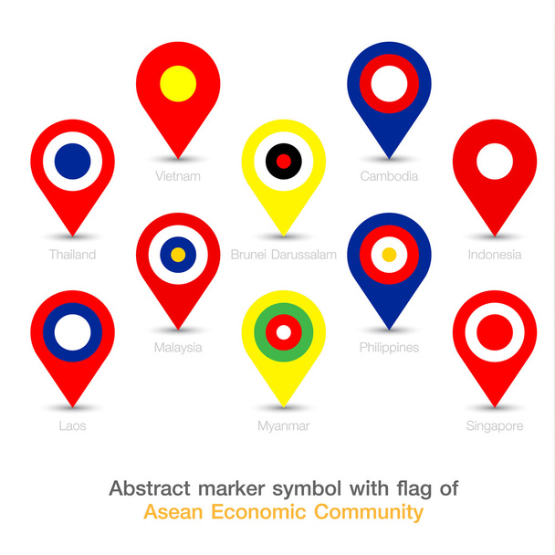 Abstract marker symbol with flag of AEC - Vector, Image