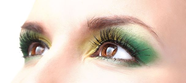 Beautiful female eyes with bright make-up - Photo, Image