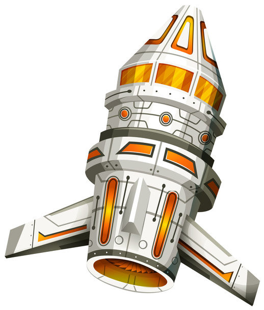 Spaceship with wings on white background - Vector, Image