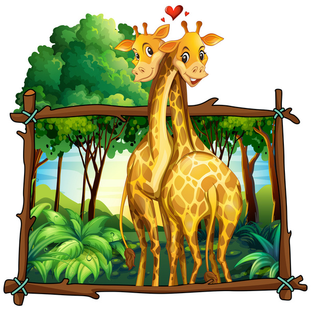 Due giraffe abbracciate nella giungla
 - Vettoriali, immagini
