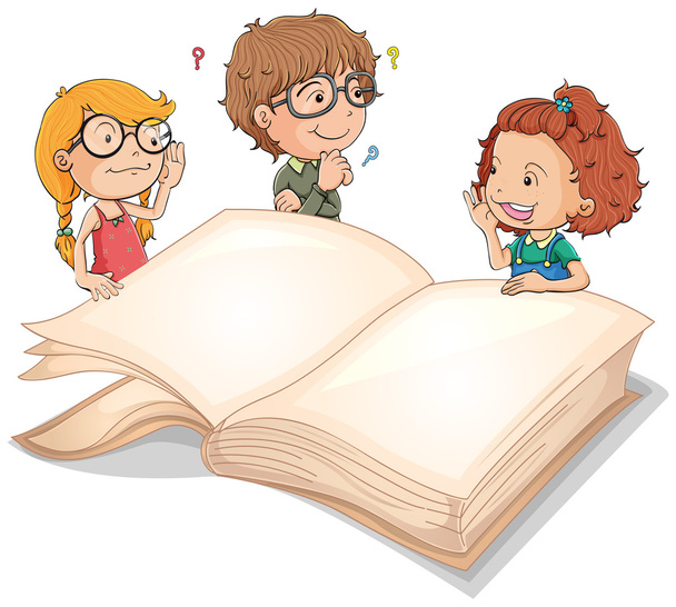 Crianças e livro gigante
 - Vetor, Imagem