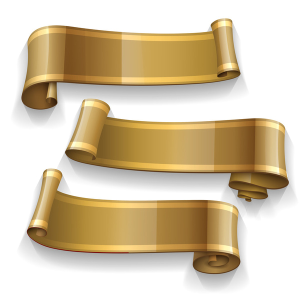 Realistic Gold vector ribbons with a yellow stripe - Vector, Image