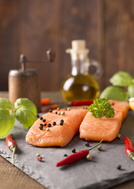 portions of fresh salmon fillet  - Photo, Image