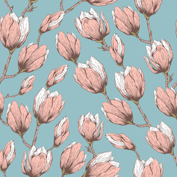 Magnolia seamless pattern - Vetor, Imagem