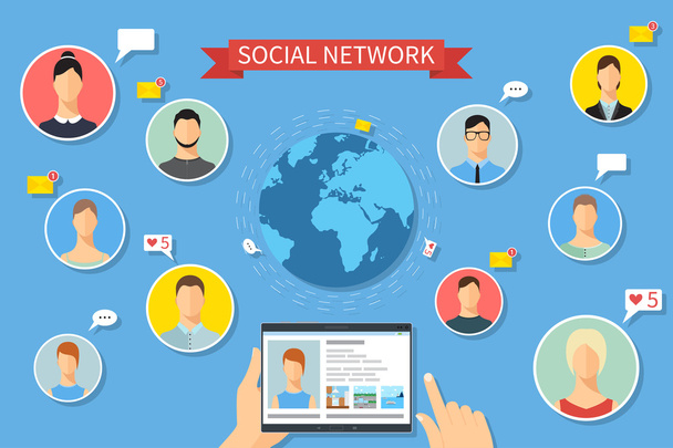 社会的ネットワークの概念 - ベクター画像