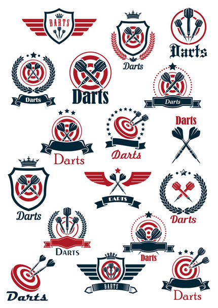 Sport darts game symbols and icons - Vektor, obrázek
