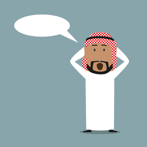 Empresario árabe sorprendido con burbuja del habla
 - Vector, Imagen