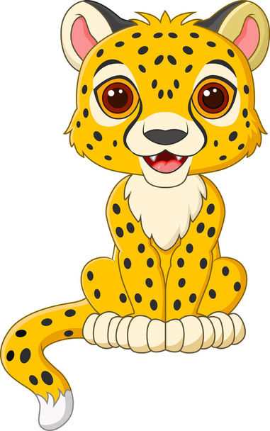 Cute baby cheetah sitting isolated on white background - Vector, Image