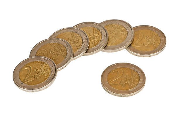 白い背景に孤立したユーロ硬貨 - 写真・画像
