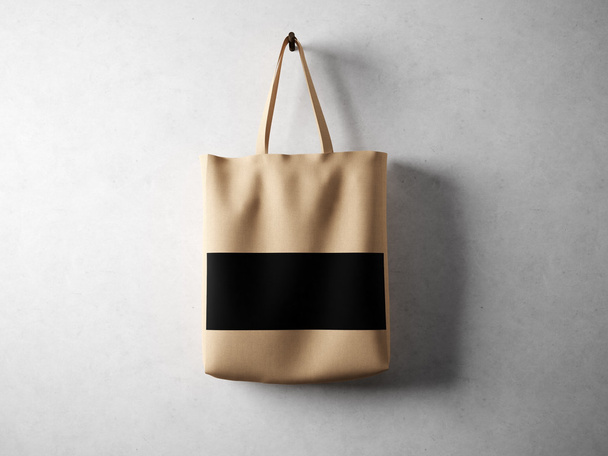 Brown cotton textile bag - Zdjęcie, obraz