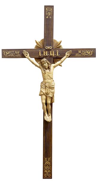 十字架につけられたイエス ・ キリストの図が付いている神聖な十字 - 写真・画像