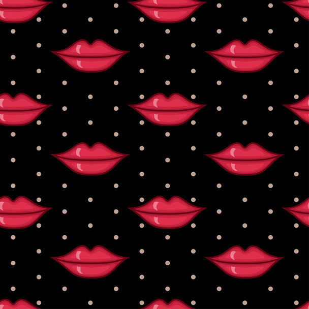Vector seamless pattern with red lips - Vector, Image