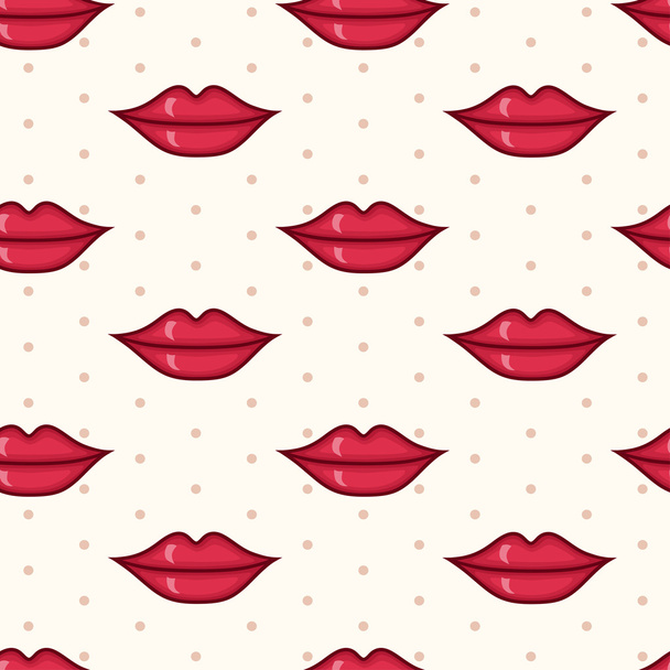Vector seamless pattern with red lips - Vector, Image