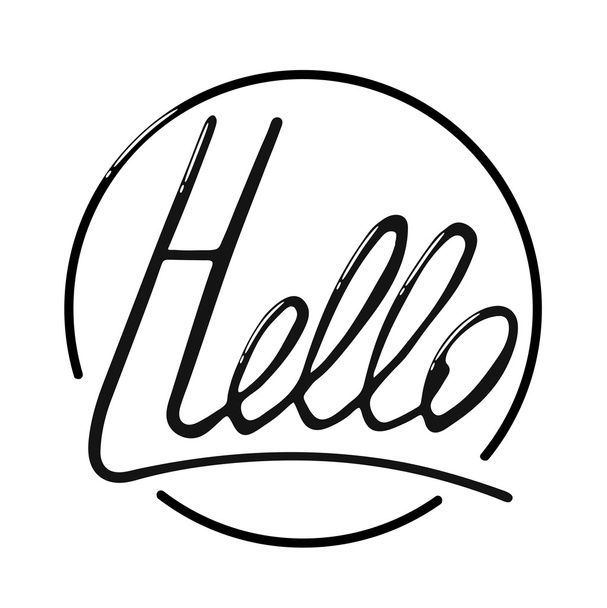 Hello. Hand drawn lettering card. Greeting - Vetor, Imagem