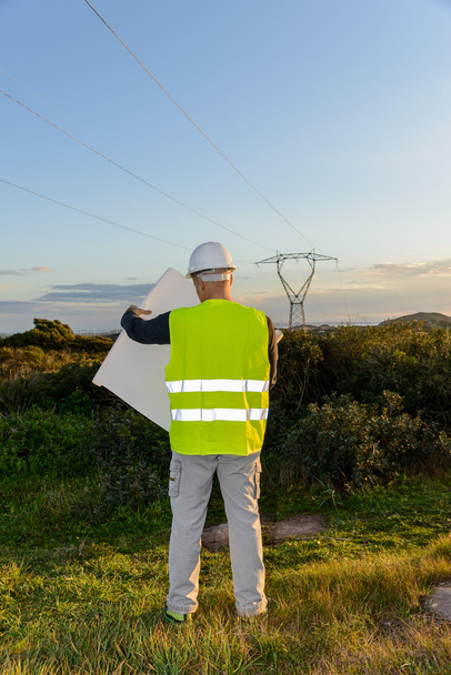 Electrical Engineer Controls the Power Line. - Photo, Image