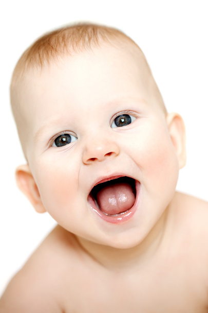 Feliz lindo bebé riendo. Un niño sonriente positivo. Chico sonriente
.  - Foto, Imagen