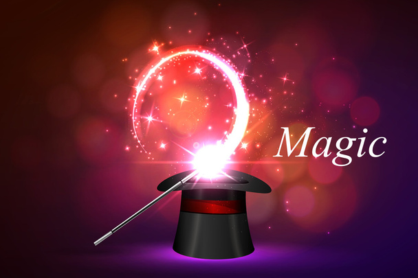 Magic Glow, hat and wand - Vektör, Görsel