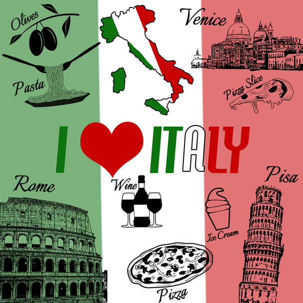 I love Italy background - Vector, Image