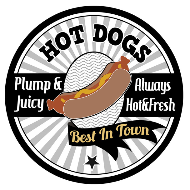 Hotdogs embleem, etiket of stempel - Vector, afbeelding
