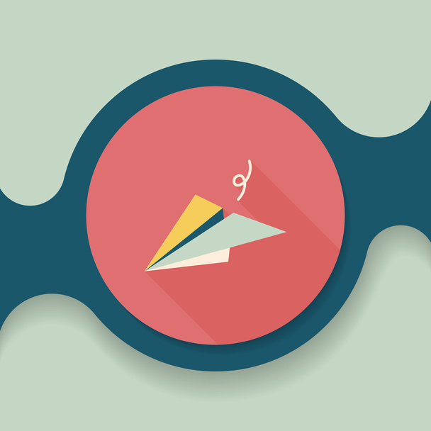 paper airplane flat icon with long shadow - Vector, imagen