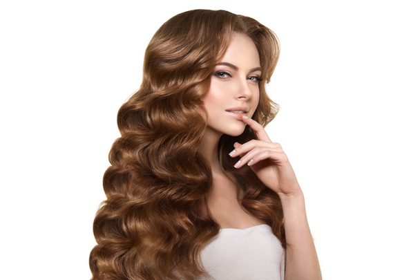 Long hair. Waves Curls Hairstyle. Hair Salon. Updo. Fashion mode - Фото, изображение