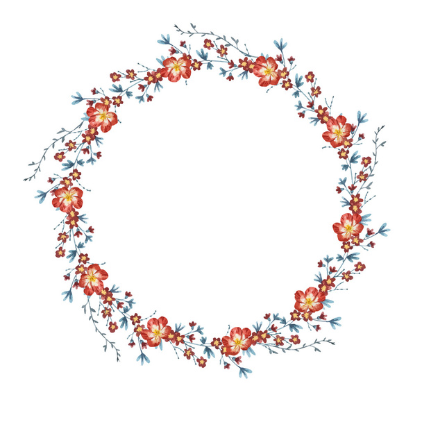 Watercolor floral wreath vector - Vecteur, image
