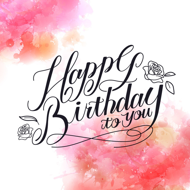 romantische Happy birthday kalligrafie  - Vector, afbeelding