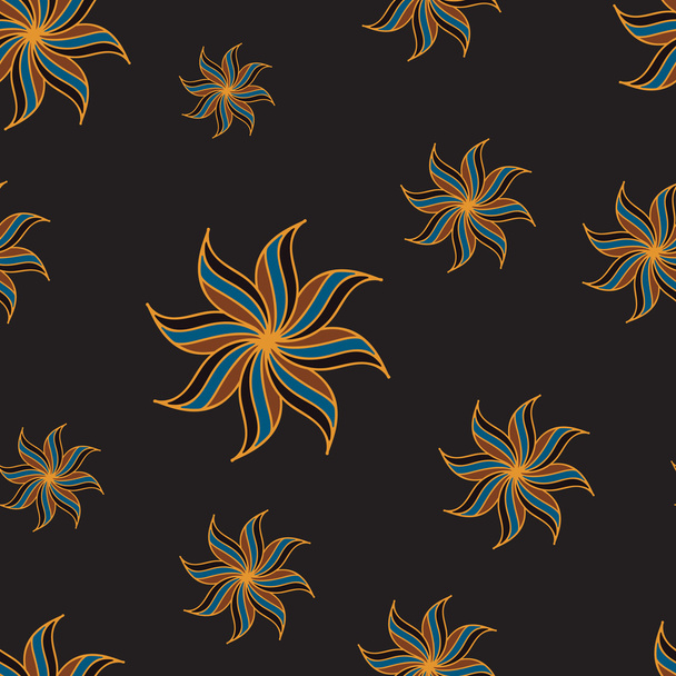 Stylized star anise seamless pattern. Dark background. Abstract texture. Vector illustration. - Vettoriali, immagini