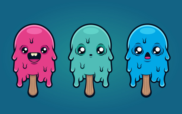 Funny Ice Cream with Different Emotions - Vector, Image