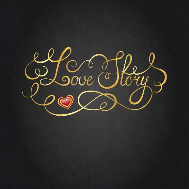 Love story hand lettering. Valentines day card. - Vector, Image