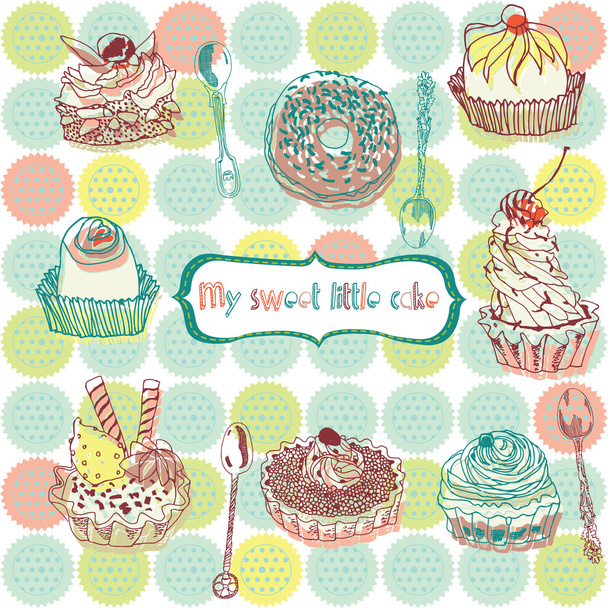 Seamless background with cupcakes - Vector, Image