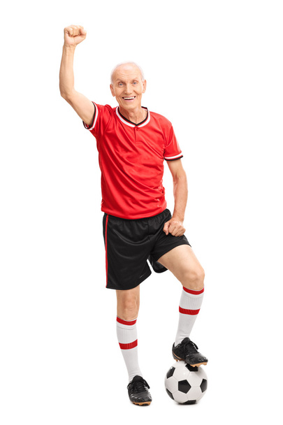 Senior football player celebrating  - Zdjęcie, obraz