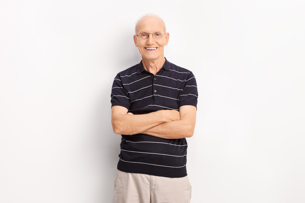 Casual senior gentleman in a striped shirt - Foto, Imagen