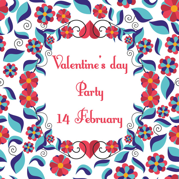 floral pattern invitation Valentine s day - Vector, afbeelding