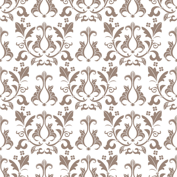 Beige and white damask seamless pattern - Vector, Image