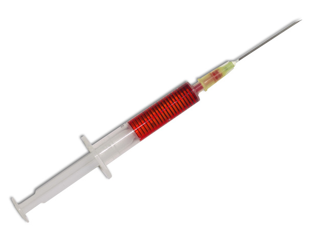 Syringe met naald en geneeskunde - Foto, afbeelding