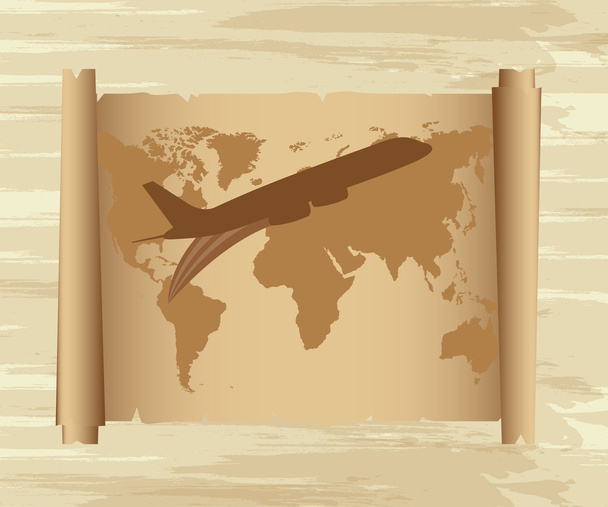 avião sobre mapa
 - Vetor, Imagem