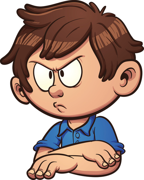 Irritado menino dos desenhos animados
 - Vetor, Imagem