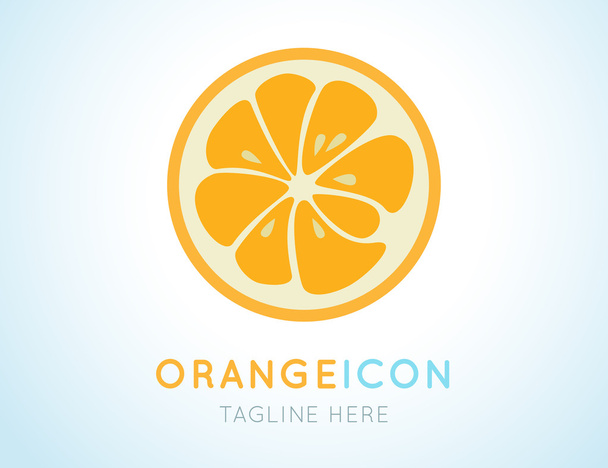 Ícone elegante laranja. Logotipo de fruta suculenta
 - Vetor, Imagem