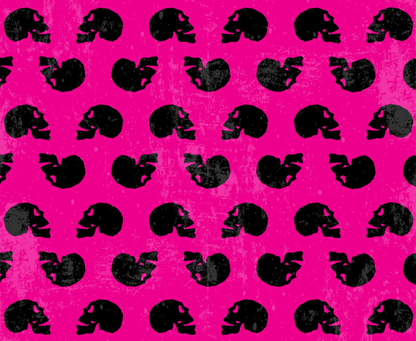 Grunge Totenköpfe rosa Hintergrundmuster - Vektor, Bild