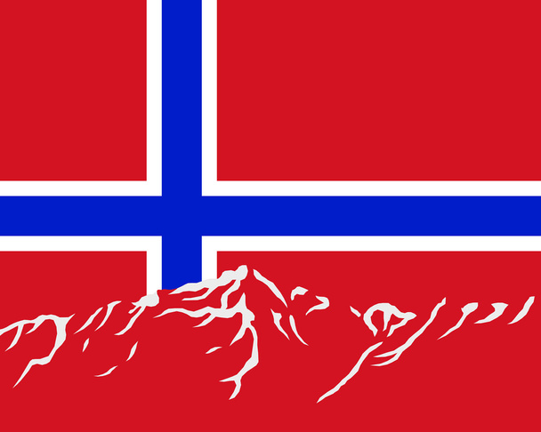 Norveç bayrağı ile Dağları - Vektör, Görsel