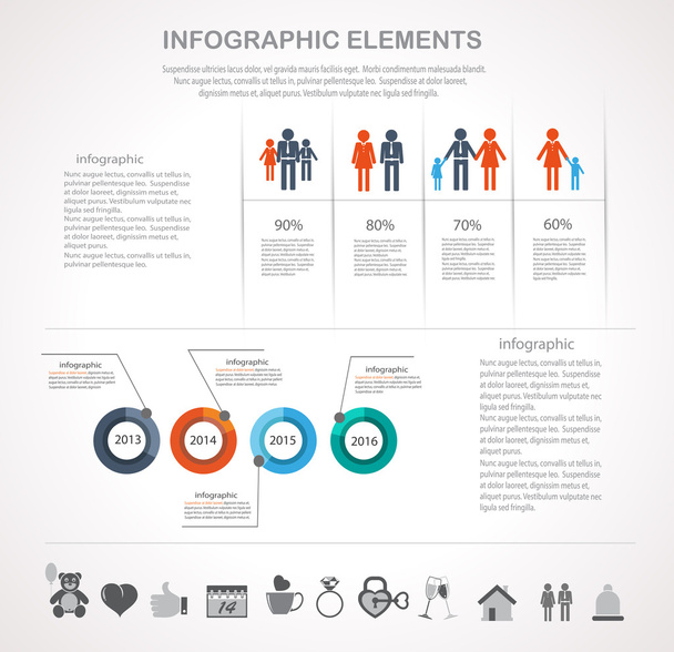 Valentines day infographics elements - Vector, imagen