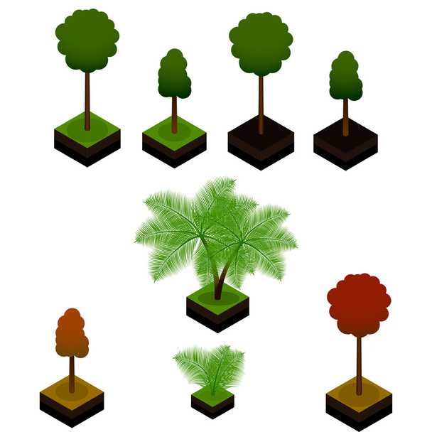 Isometric vector trees set - Vector, Image