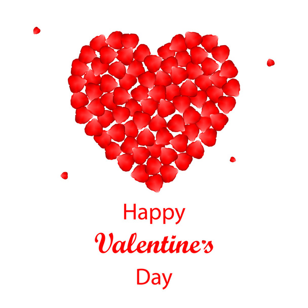 Valentine's day background with rose petals heart - Vector, Image