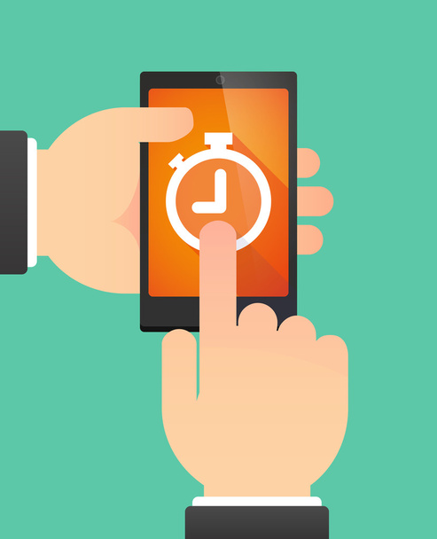 Man using a phone showing a timer - Vector, Image