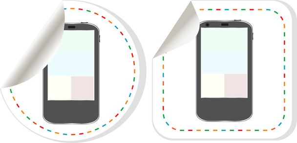 Smartphone mit leerem Bildschirm Web-Taste isoliert auf weißem Hintergrund, Vektor - Vektor, Bild
