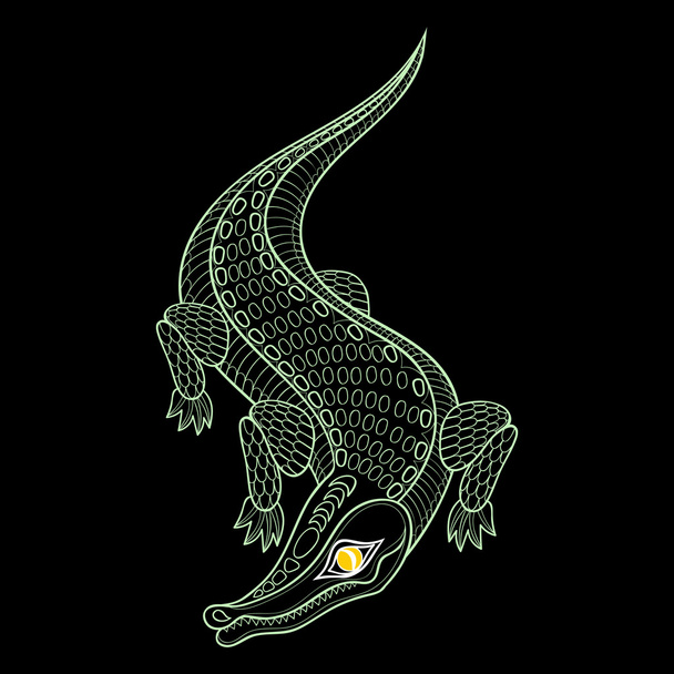 Crocodile blanc zingué dessiné à la main pour coloriage adulte i
 - Vecteur, image