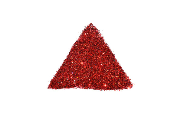 Αφηρημένη τρίγωνο ή πυραμίδα κόκκινο λάμψη λάμψη σε άσπρο φόντο - Φωτογραφία, εικόνα